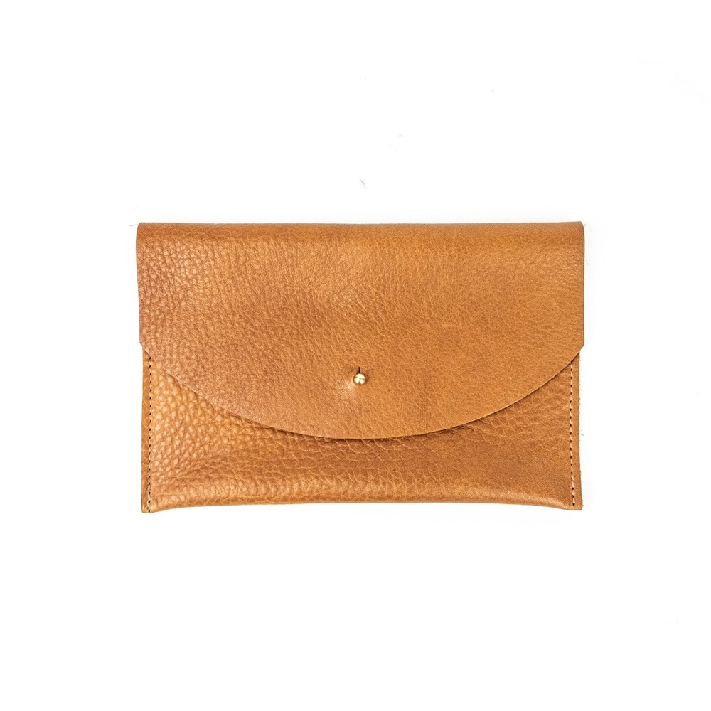 Primecut Cognac Leather Envelope Clutch